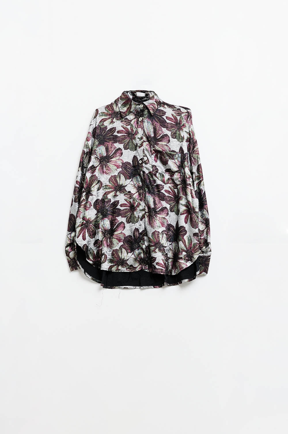 Metallic effect flower print shirt