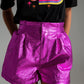 Metallic Shorts With Front Dart in Fuchsia