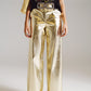 Q2 Metallic Straight Leg Pants in gold