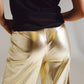 Metallic Straight Leg Pants in gold