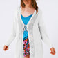 Q2 Midi Crochet Drawstring Cardigan in White