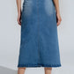 Midi Denim Skirt In Blue With Front Split