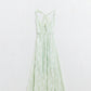 Midi Halter Dress in Mint Leaf Print With Lurex Details