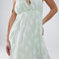 Midi Halter Dress in Mint Leaf Print With Lurex Details