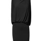 mini black dress draped v-back