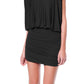 mini black dress draped v-back