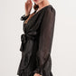 Mini dress with flippy hem in black