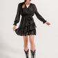 Mini dress with flippy hem in black