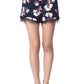 Q2 Navy blue shorts in floral print with lace detail