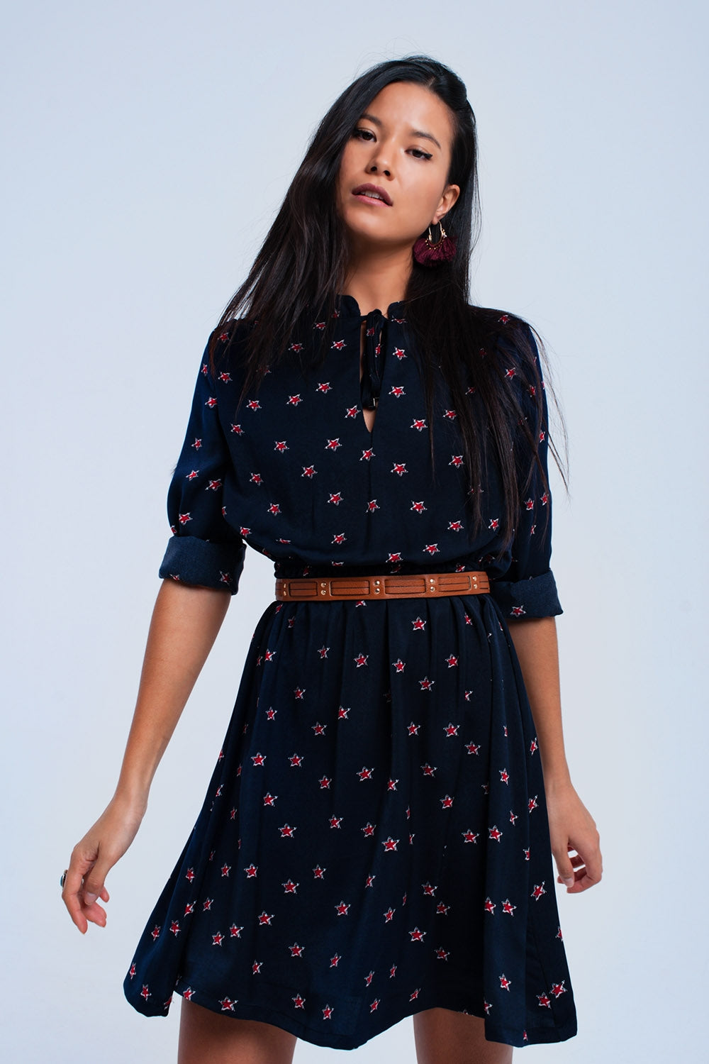 Navy midi dress with stars