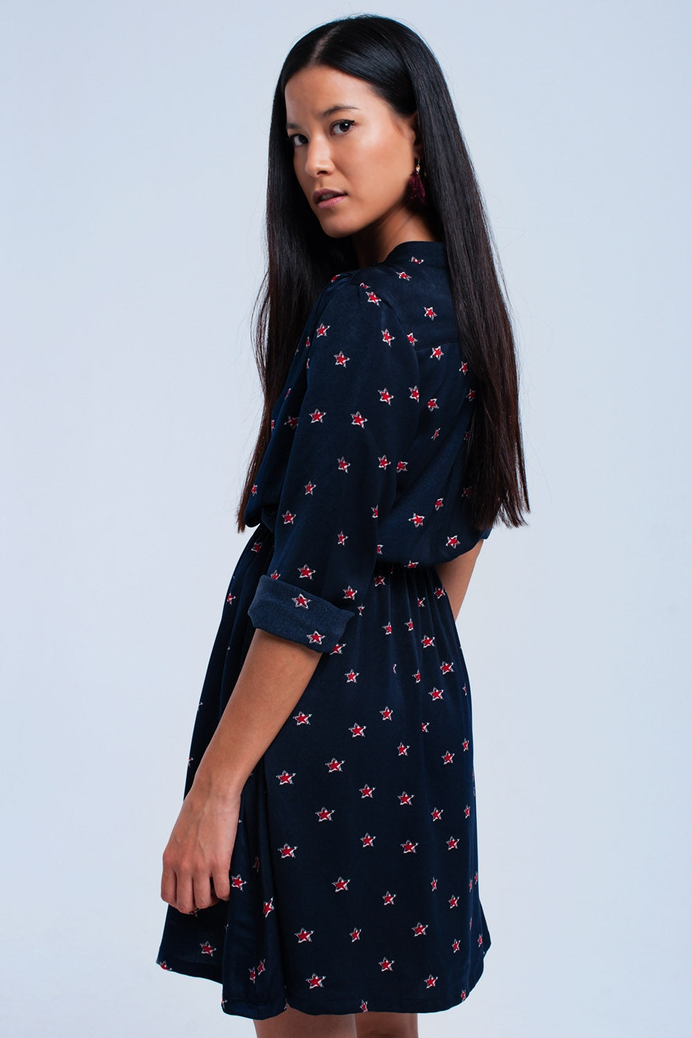 Vestido midi azul marino con estrellas