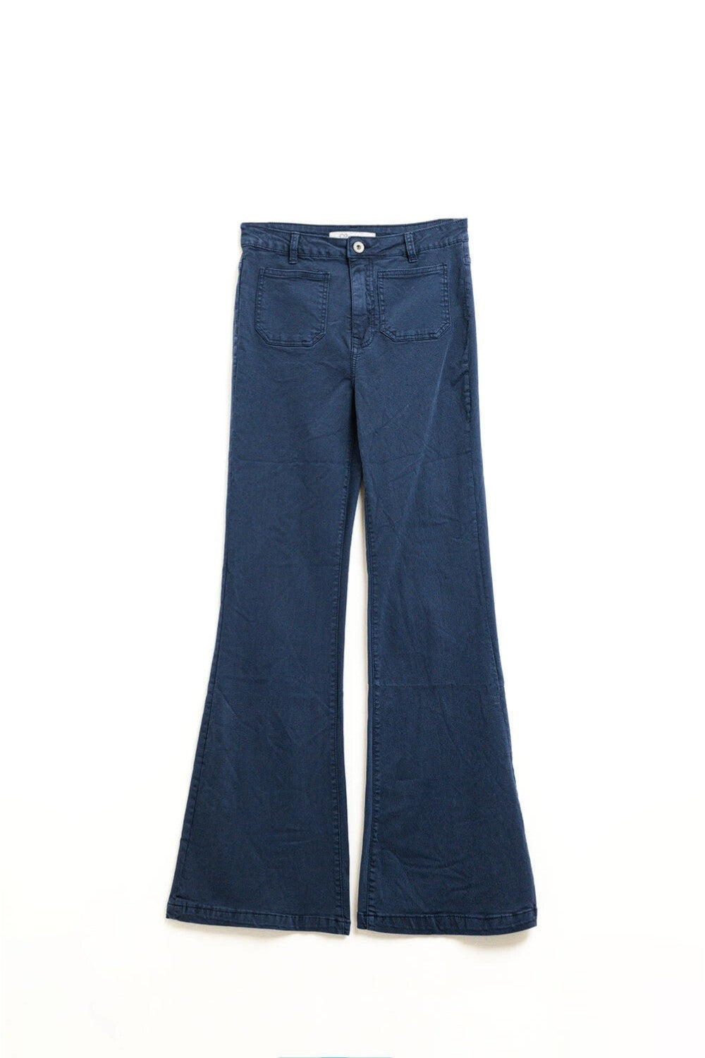 Navy Skinny Flared Jeans With Front Pocket Detail