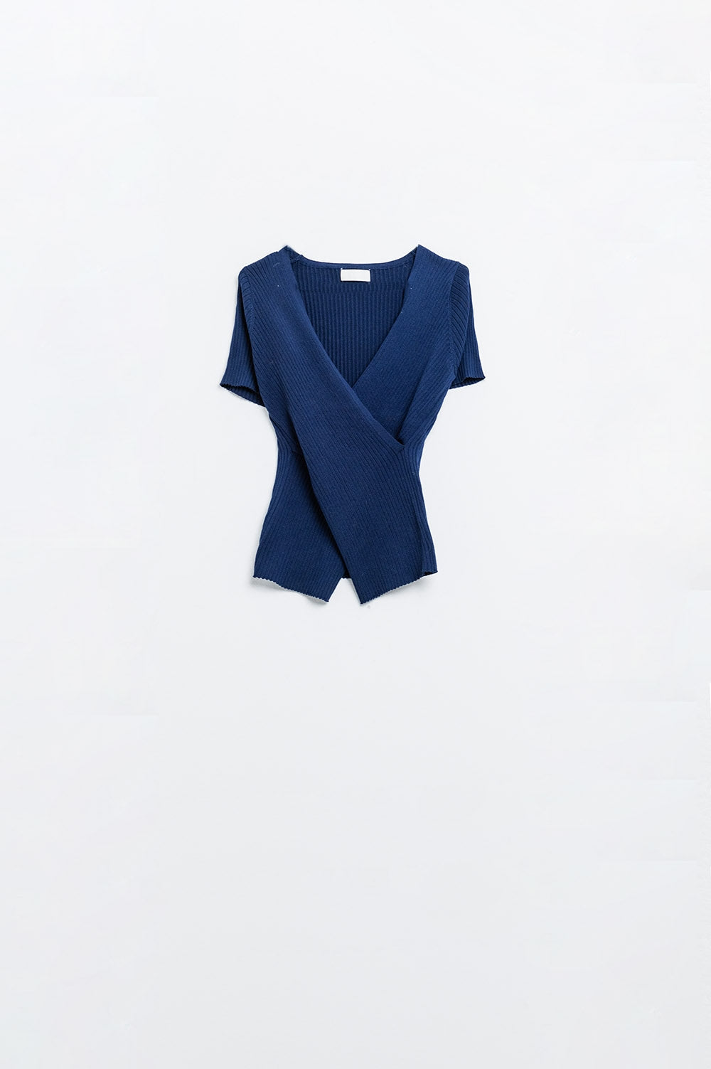 Navy sweater with crossed front and V-neck