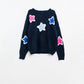 Q2 Navy sweater With Embroidered Stars