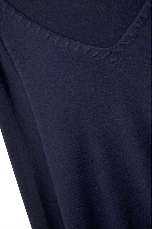 Navy sweater with V neckline