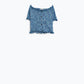 Off The Shoulder Cropped Knitted Top in Blue