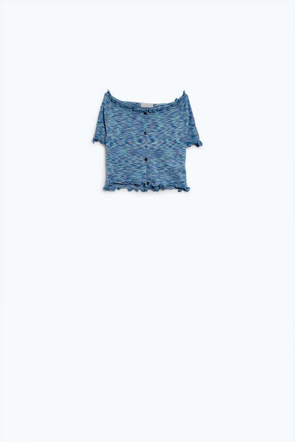 Off The Shoulder Cropped Knitted Top in Blue