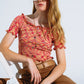 Q2 Off The Shoulder Cropped Knitted Top in Rust Melange