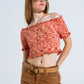 Off The Shoulder Cropped Knitted Top in Rust Melange