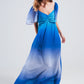 Q2 Ombre sweetheart maxi dress in blue