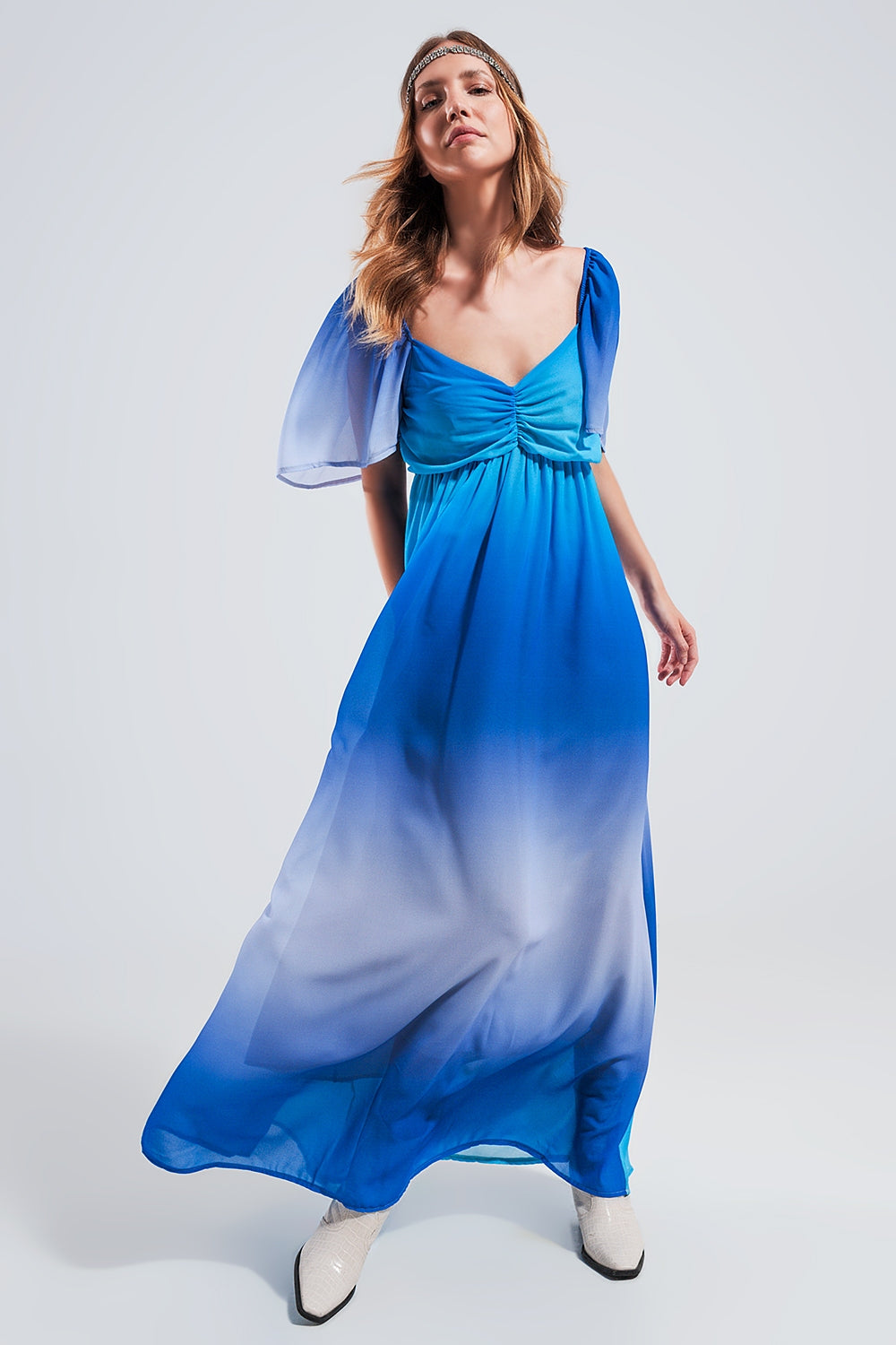 Q2 Ombre sweetheart maxi dress in blue