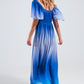 Ombre sweetheart maxi dress in blue