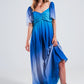 Ombre sweetheart maxi dress in blue