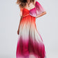 Q2 Ombre sweetheart maxi dress in fuchsia