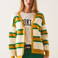 Q2 Open front cardi in yellow stripe