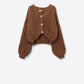 Open Knit Chunky Cardigan In Brown