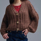 Q2 Open Knit Chunky Cardigan In Brown