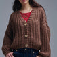 Open Knit Chunky Cardigan In Brown