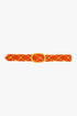 Q2 Orange Braided Belt With Intertwined Gold Thread and Oval Buckle