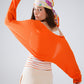 Q2 orange fine knit bolero cardigan