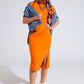 Orange Maxi Dress With Slid and Rouche At The Side