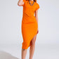 Orange Maxi Dress With Slid and Rouche At The Side