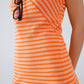 Orange Midi Dress With Stripes And Spaghetti Straps