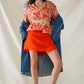 Orange Shirt With Abstract Print And 3/4 Length Sleeves