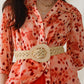 Orange Shirt With Abstract Print And 3/4 Length Sleeves