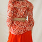 Orange Shirt With Abstract Print And 3/4 Length Sleeves