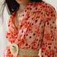 Orange Shirt With Abstract Print And 3/4 Length Sleeves