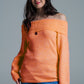 Q2 Orange sweater with boat neckline