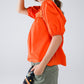 Q2 Orange Top With Square Neckline And Short Sleeves