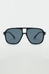 Q2 Oval Aviator Suglasses With Smoke Black Lens in Black