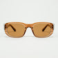 Q2 Oval Sunglasses with High Gloss Transparent Camel Frames