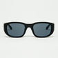 Q2 Oval Sunglasses with High Gloss Transparent Frames in black