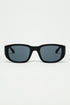 Q2 Oval Sunglasses with High Gloss Transparent Frames in black