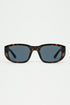 Q2 Oval Sunglasses with High Gloss Transparent Frames in brown