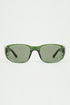 Q2 Oval Sunglasses with High Gloss Transparent Frames in green