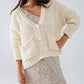 Q2 Oversized beige chunky knit jacket with pockets